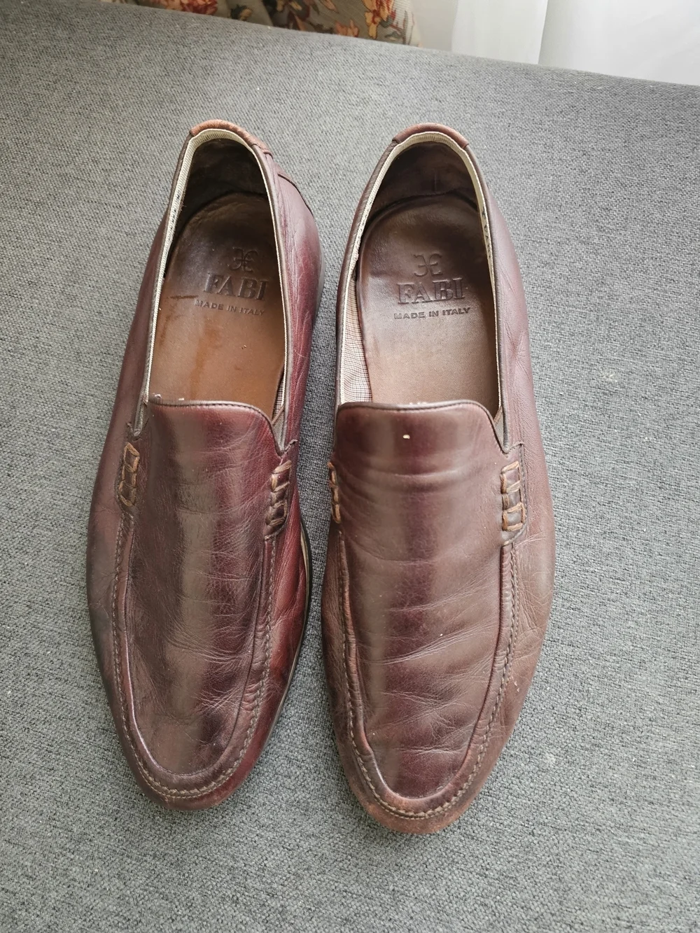 Fabi loafers made in Italy Burgundy Leather Slip-On Loafers